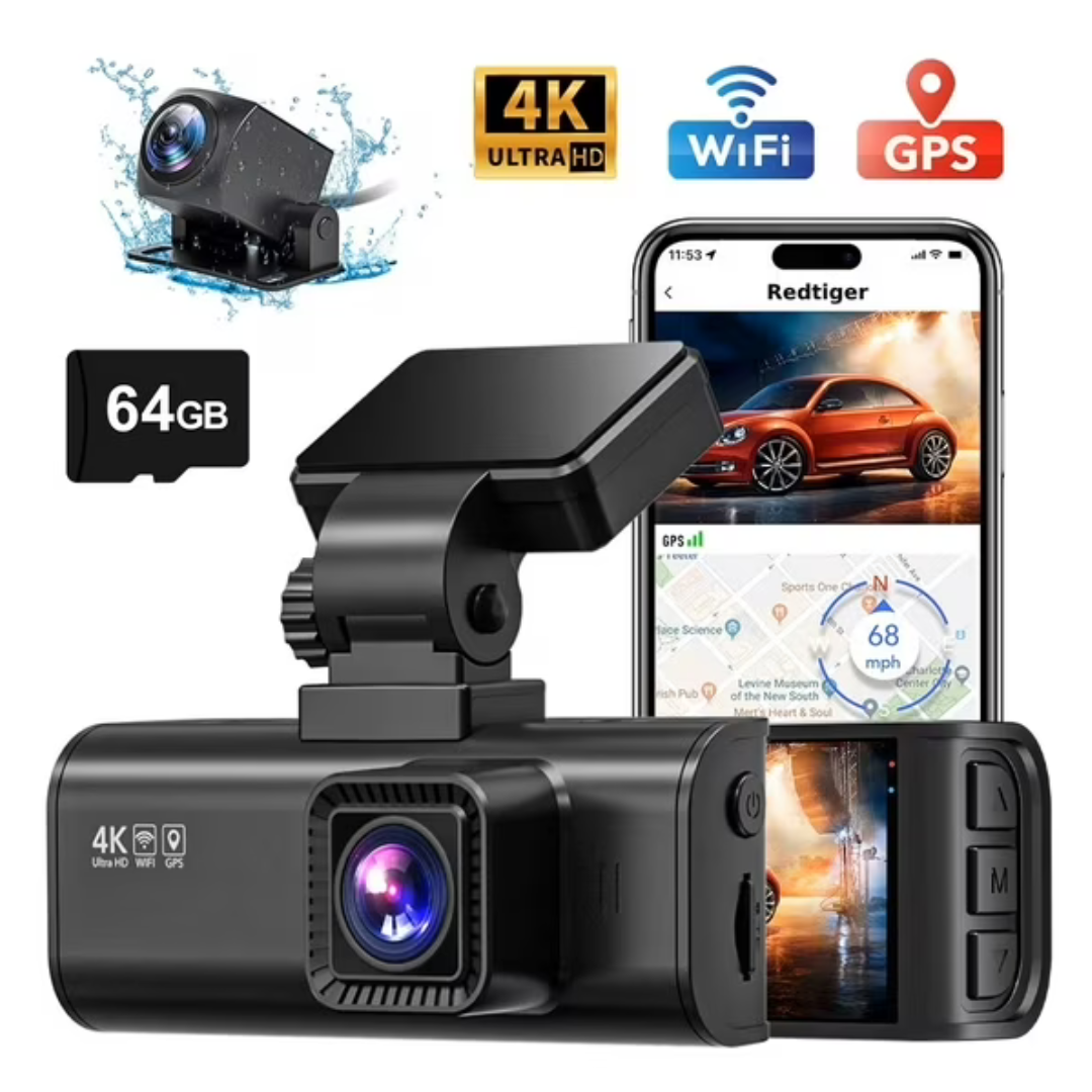Redtiger F7NP 4K Front & 1080P Rear Dash Cam With Wi-Fi GPS & 3.16" Screen