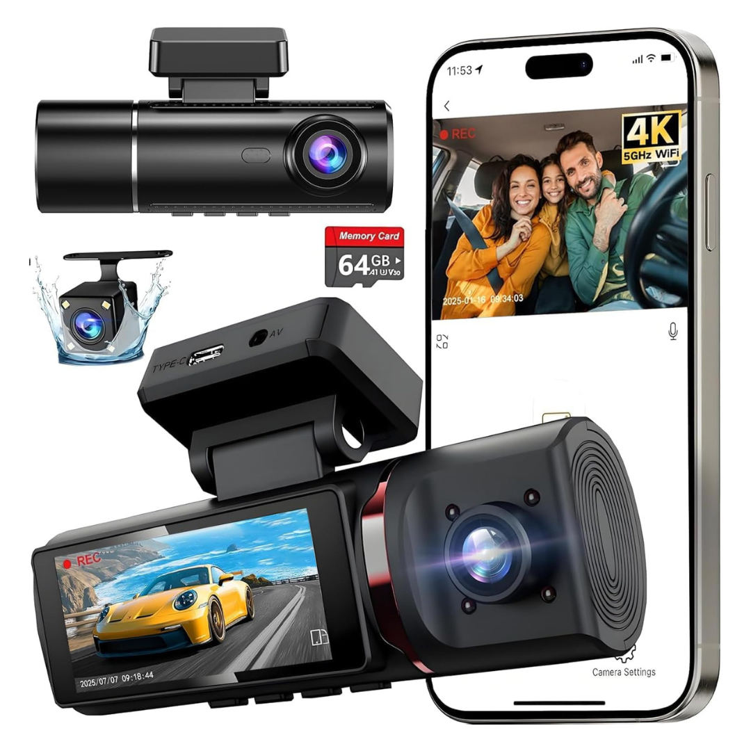 1080p 3 Channel 4K Dash Cam Rear And Inside With 32GB Card