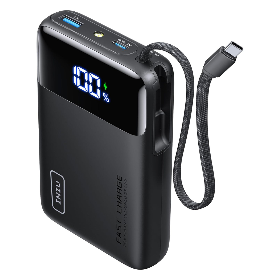 INIU 20000mAh 45W Power Bank W/ Built-In USB-C Cable