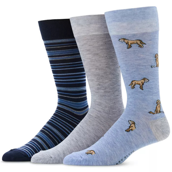 3-Pack Perry Ellis Portfolio Men's Novelty Crew Socks