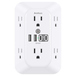 6-Outlet Surge Protector Outlet Extender w/ 4 USB Ports (2x USB-C)