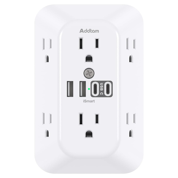 6-Outlet Surge Protector Outlet Extender w/ 4 USB Ports (2x USB-C)