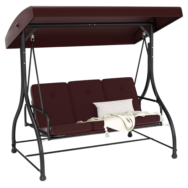 3-Seat Outdoor Heavy Duty Steel Frame Patio Swing Glider