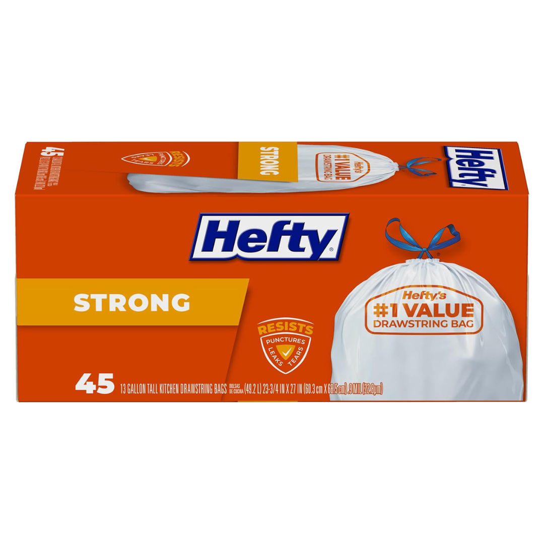45-Count 13-Gallong Hefty Strong Tall Kitchen Trash Bags (Unscented)