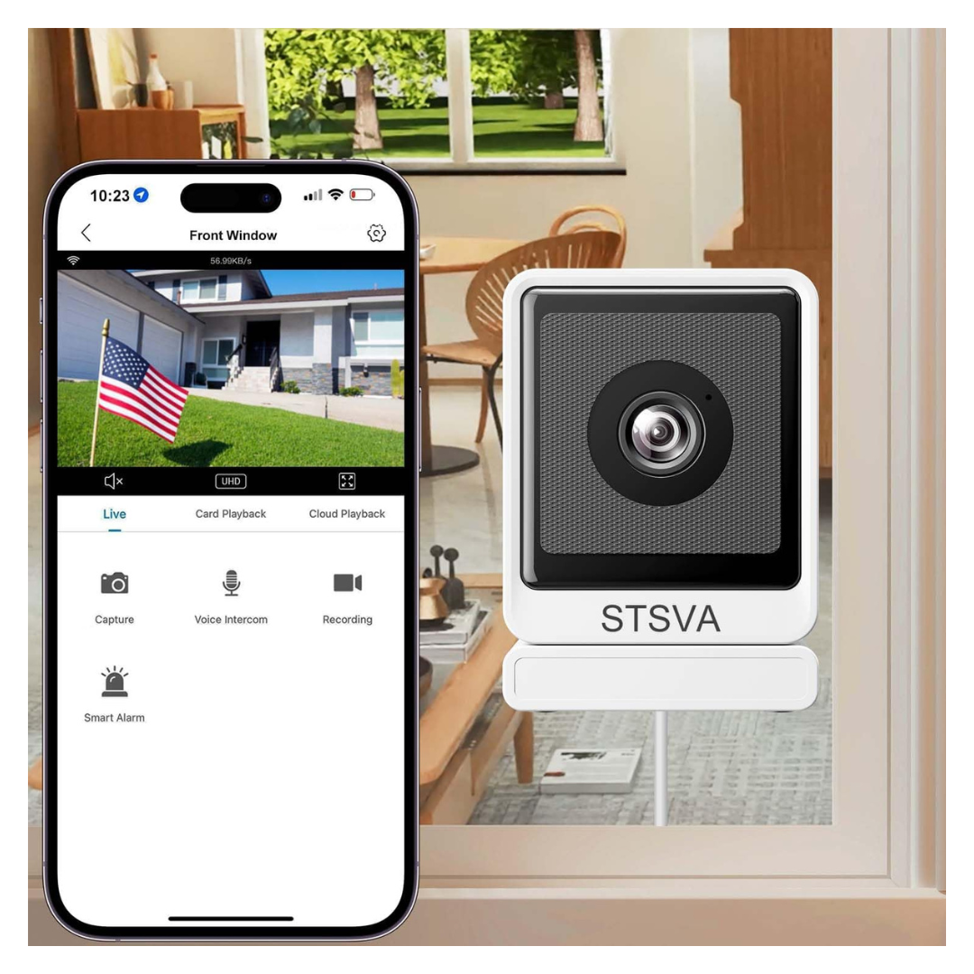 3MP 2K Window Security Camera With Color Night Vision