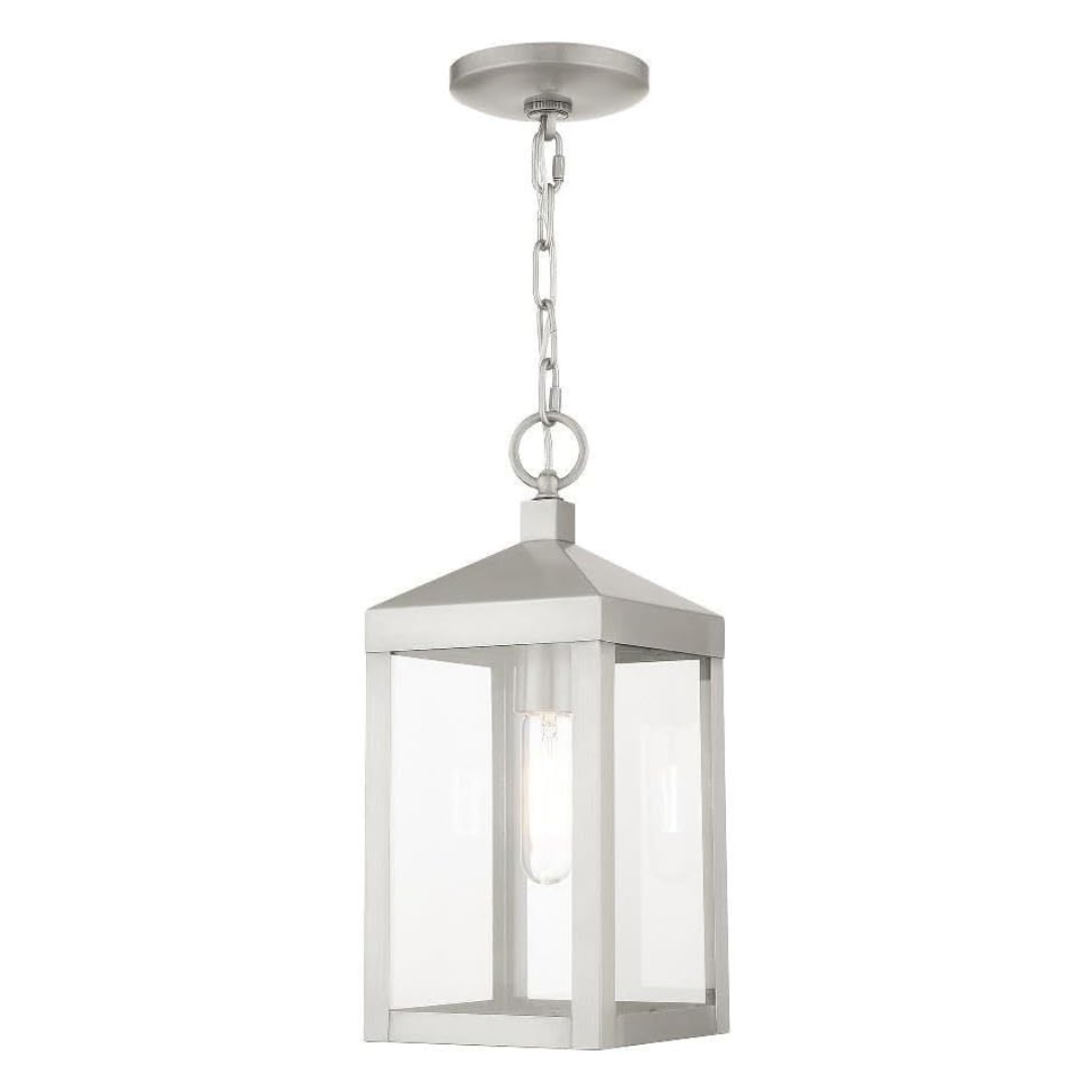 Livex Lighting 1 Light Brushed Nickel Outdoor Pendant Lantern