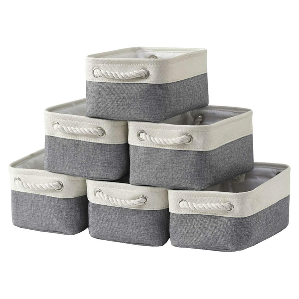 6-Pack Hnzige Fabric Storage Organizing Small Baskets