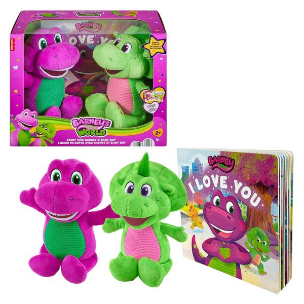 Fisher-Price Barney & Baby Bop Plush Set With Storybook