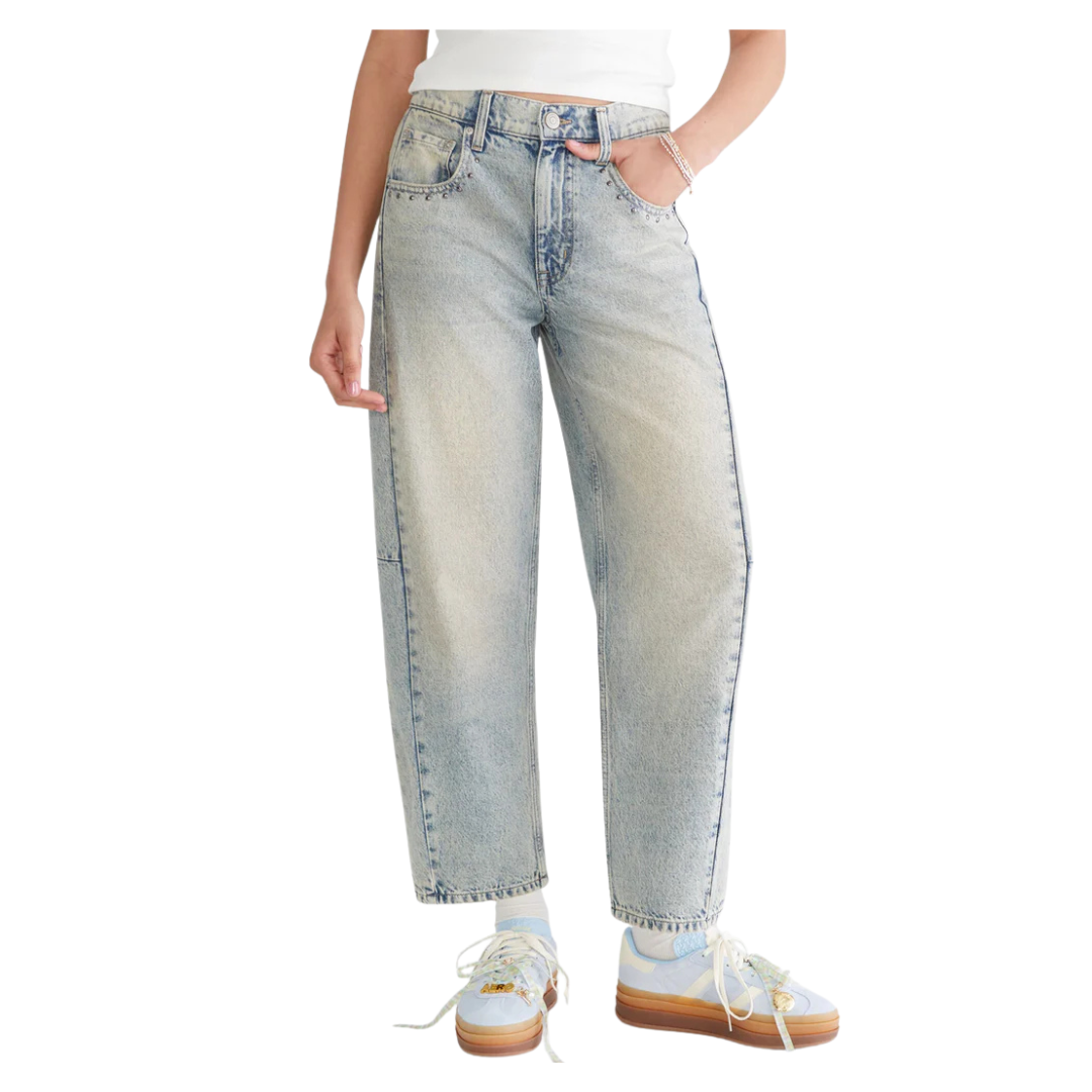 Aeropostale Women's Mid-rise Barrel Leg Jeans