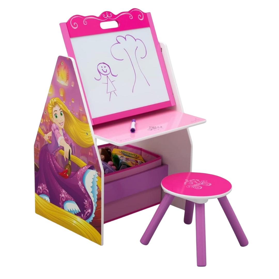 Delta Children Activity Center Easel Desk With Stool & Toy Organizer