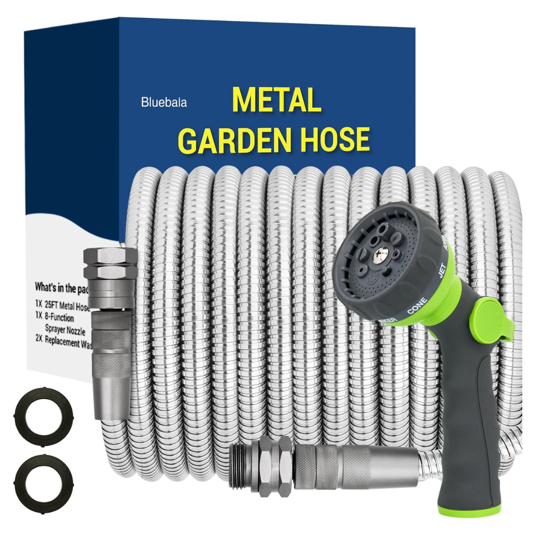 Bluebala 100ft Heavy-Duty Stainless Steel Garden Hose