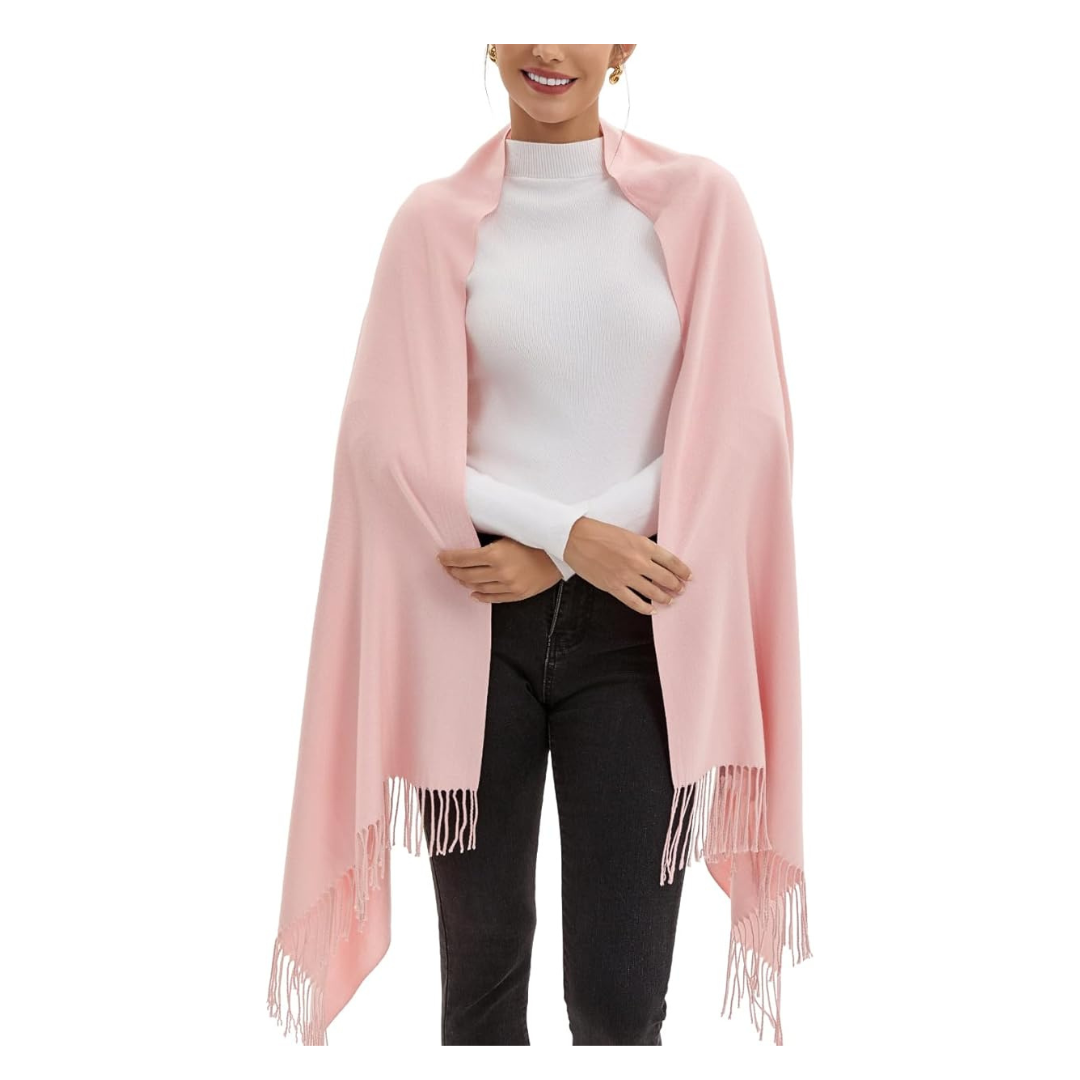Women's Pashmina Shawls And Wraps (Pink)