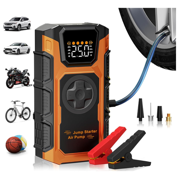 150 PSI Cordless Tire Inflator & 3500A Car Jump Starter With LED Light