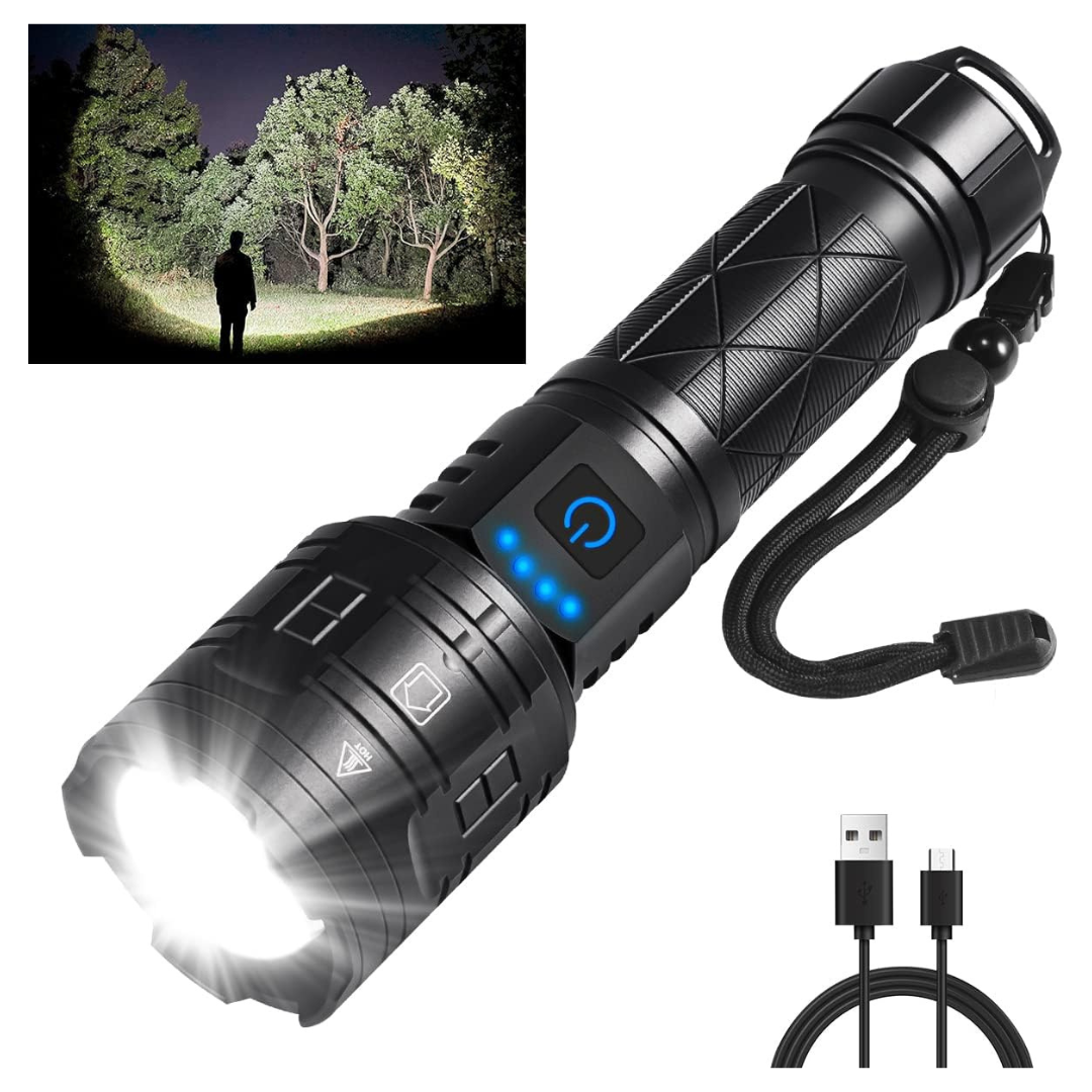 1000-Lumens Rechargeable Tactical LED Flashlights W/ 5 Modes