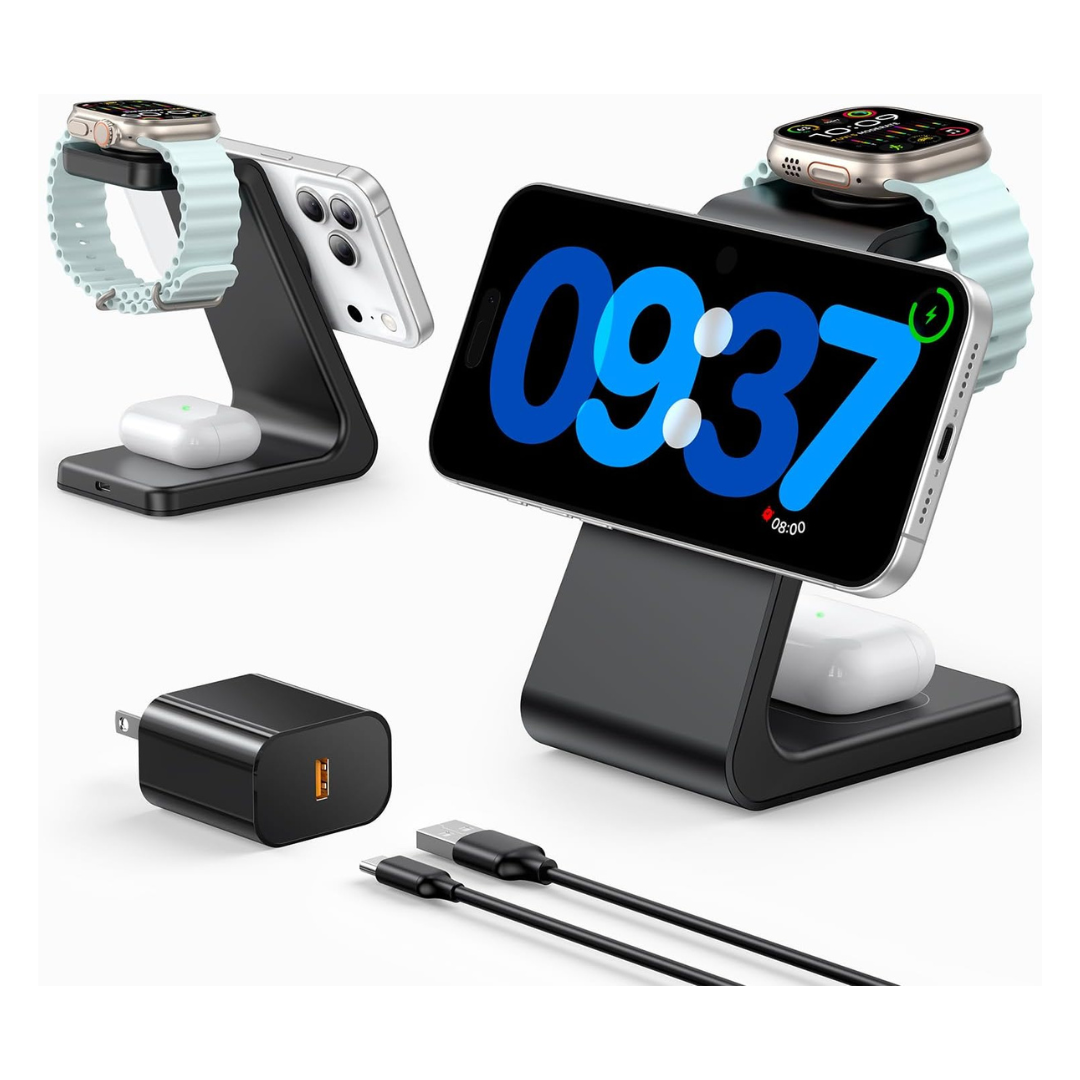 15W 3-in-1 Wireless Charging Station For Apple Mag Safe Charger (2 Colors)