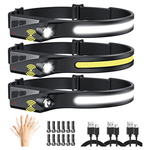 3-Pack 350L Rechargeable Motion Sensor LED Headlamp W/ 5-Mode