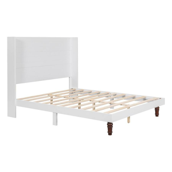 Cozly White Wood Frame Queen Size Platform Bed W/ High Headboard