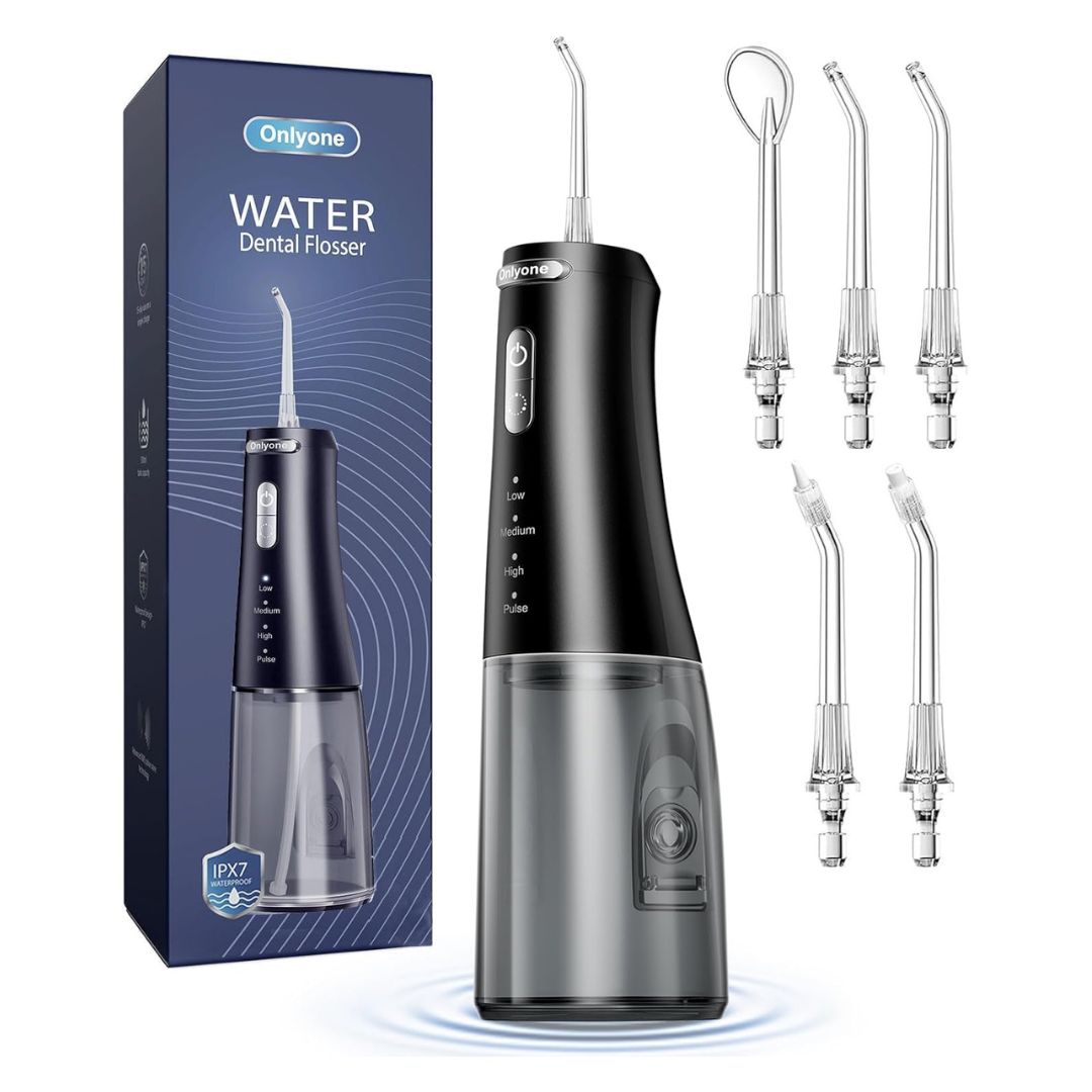 Onlyone 300ML Rechargeable Water Dental Flosser W/ 5 Tips & 4 Modes