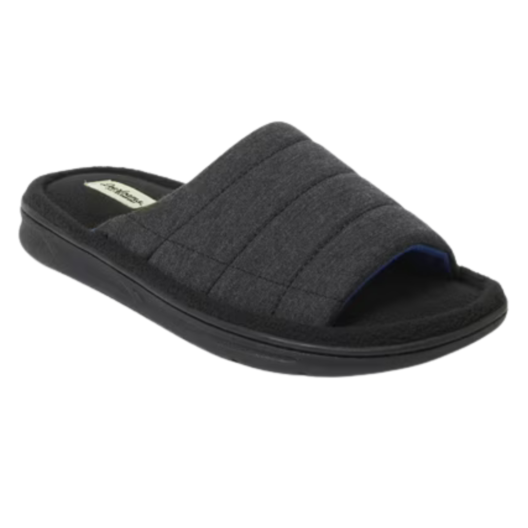 Dearfoams Cozy Comfort Men's Jersey Slide Slippers (Black)