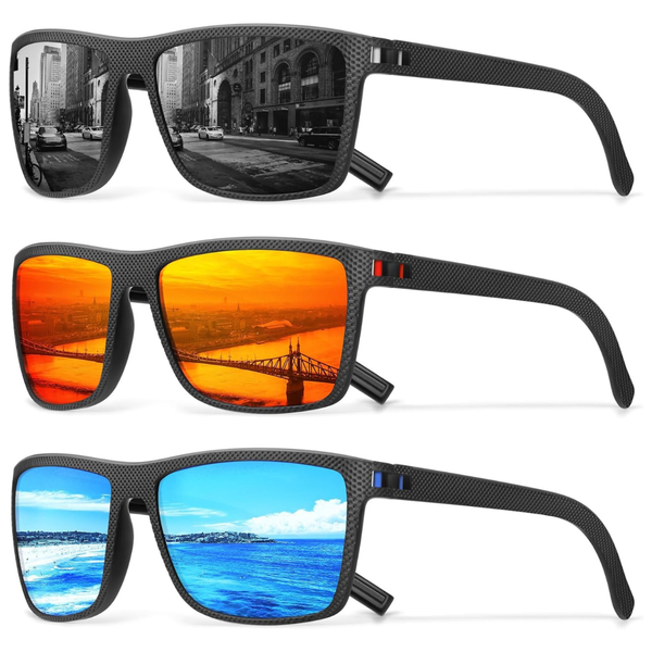 3-Pack DioKiw Men's Square Polarized Sunglasses (Select Colors)
