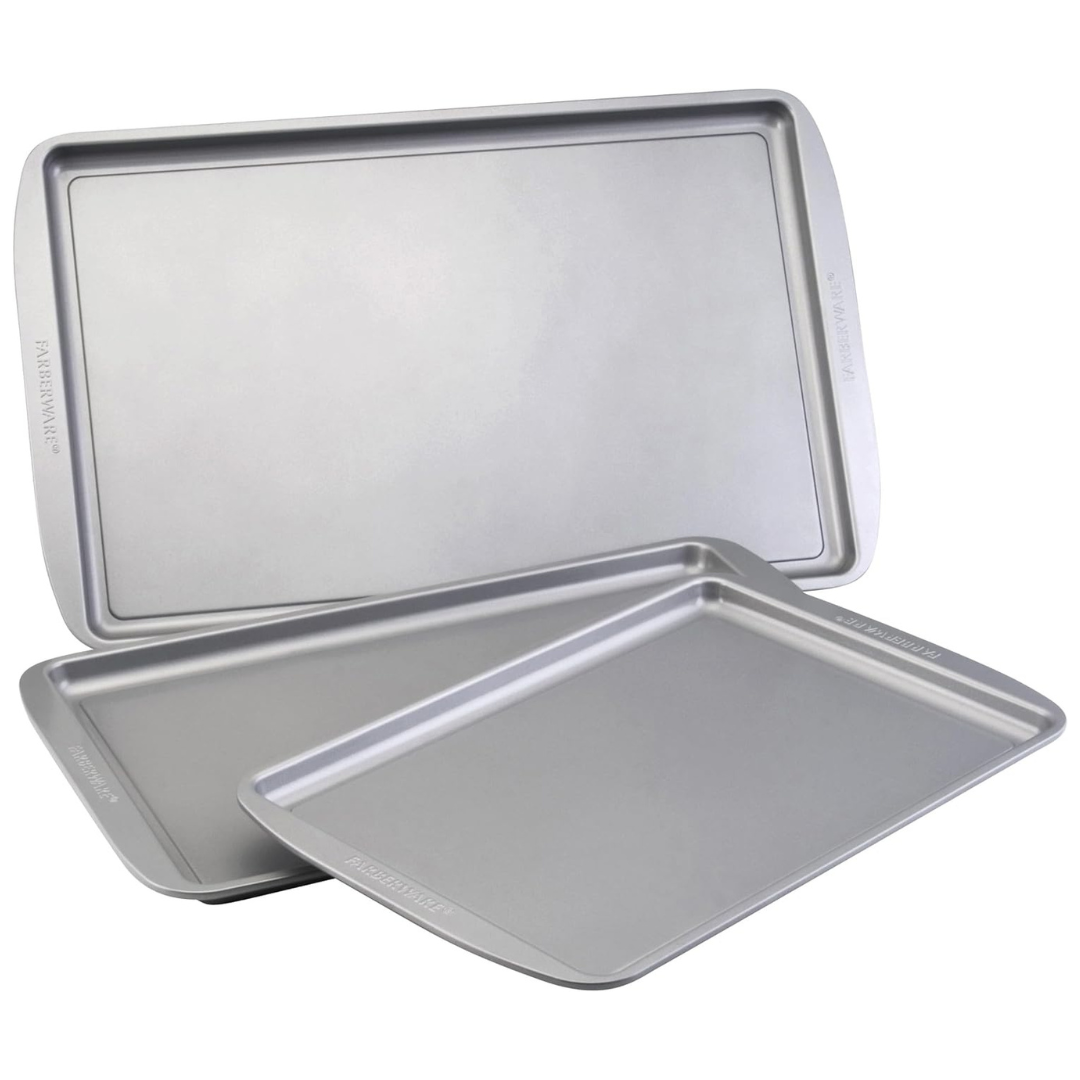 3-Piece Farberware Nonstick Bakeware Cookie Pan Set