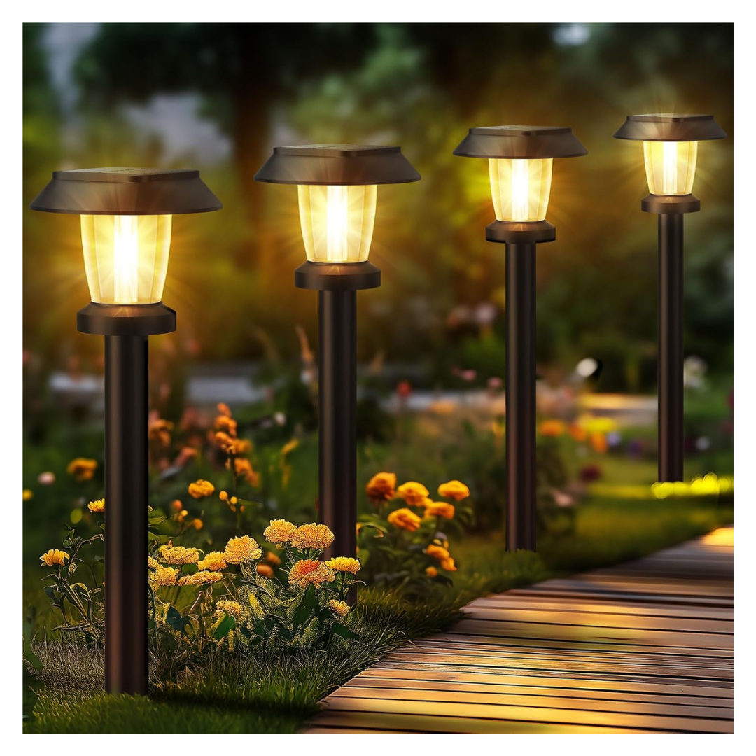 10-Pack Waterproof Solar Powered Pathway Lights With 3 Modes