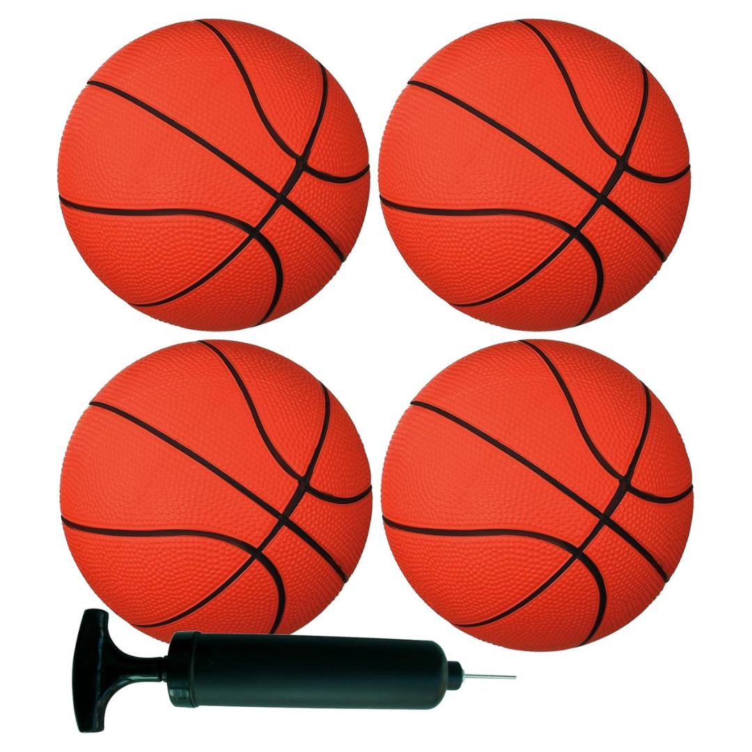 4-Pack AppleRound 5" Mini Basketball With Air Pump