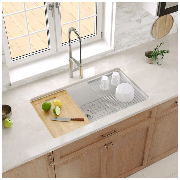 33" x 19" Fireclay Undermount Workstation Kitchen Sink W/ Accessories