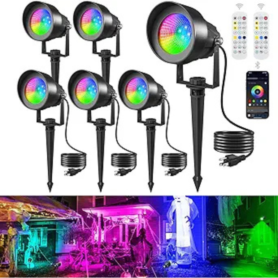 6-Pack Smart RGBW Landscape Lights with App & Remote