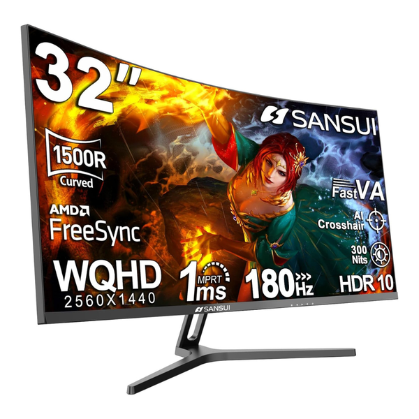 32" SANSUI ES-G32C3 Curved WQHD 180Hz 1ms HDR VA Freesync Gaming Monitor