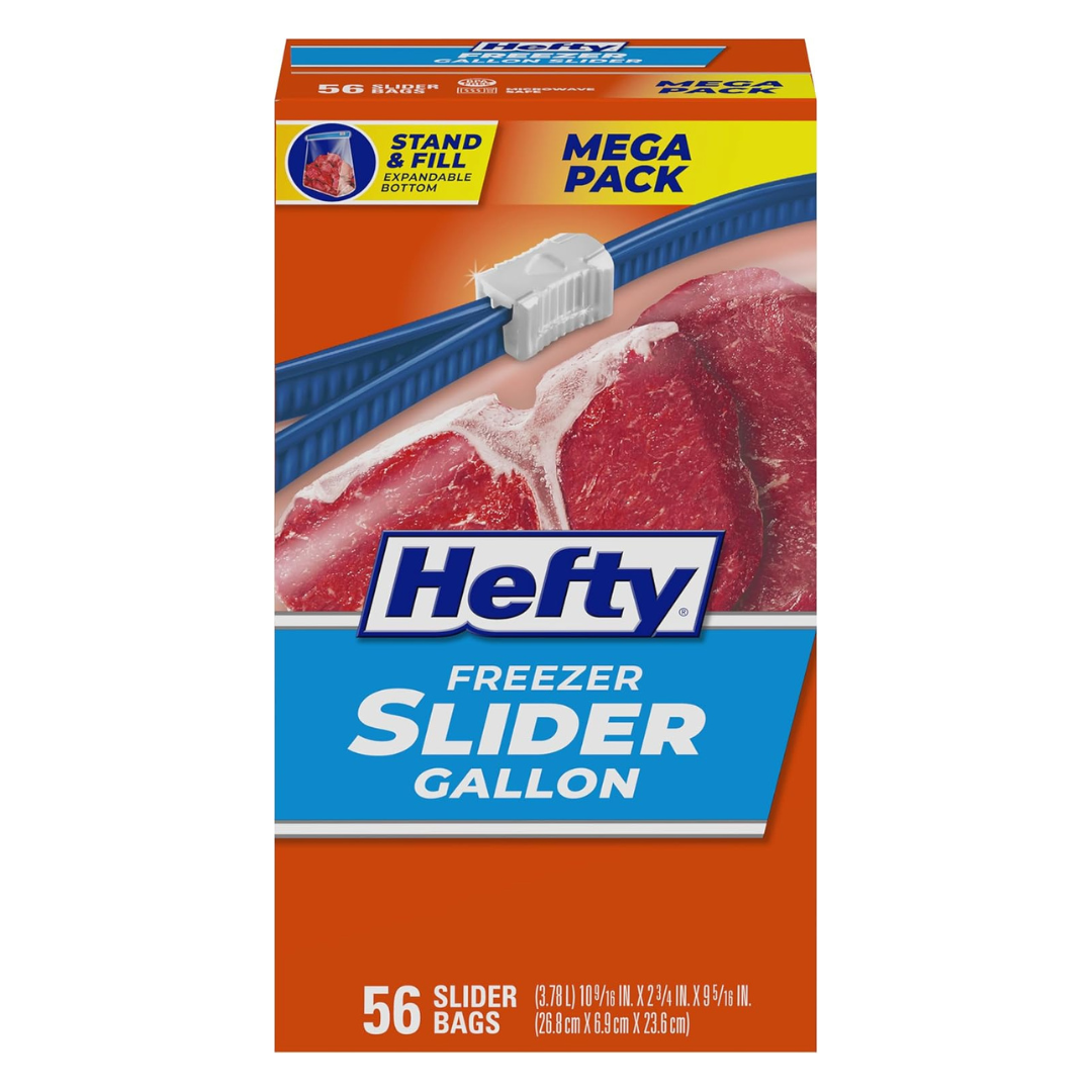 56-Count Hefty Slider Freezer Storage Bags (Gallon Size)