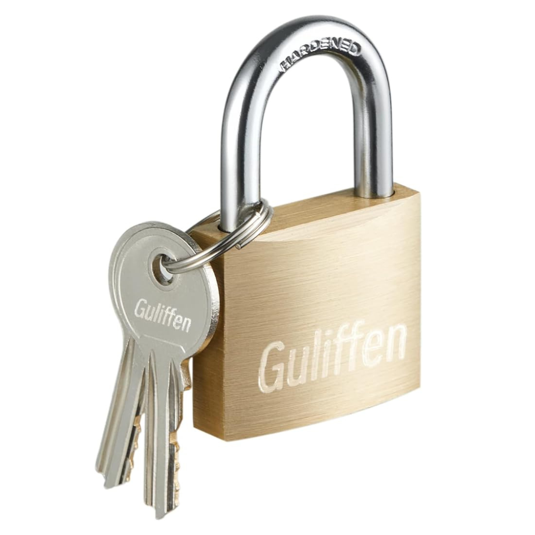 Guliffen Solid Brass Padlock w/ Key & 1-9/16'' Wide Lock Body