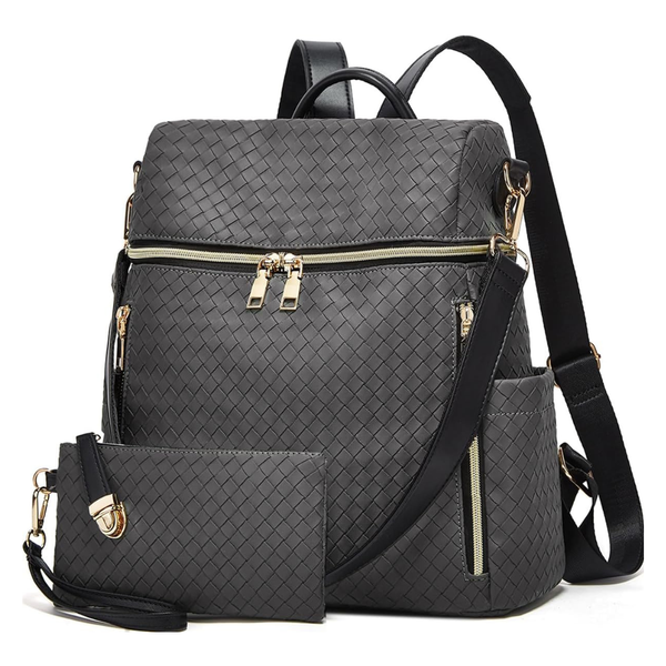 2-Piece Women's PU Leather Satchel Handbag w/ Matching Purse