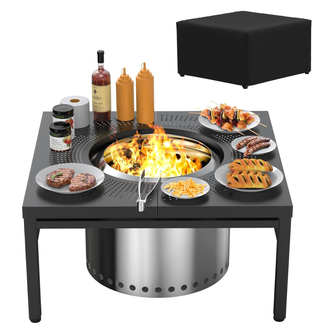 38" Outdoor Powder-Coated Fire Pit Surround Tabletop