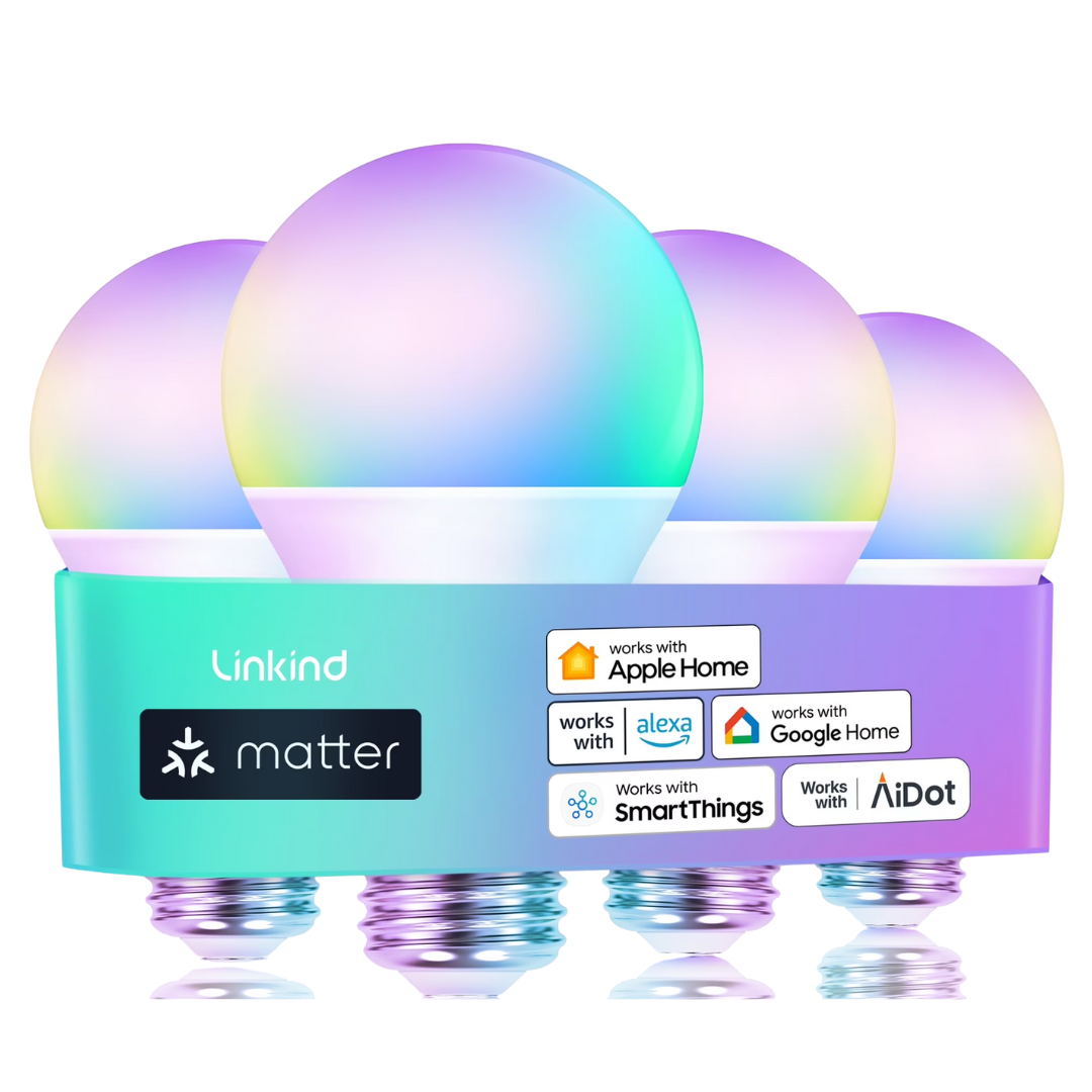 4-Pack Linkind Matter WiFi Smart Light Bulbs