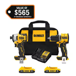 Dewalt Atomic 20V MAX Cordless 2-Tool Combo Kit With 2 Batteries & Charger