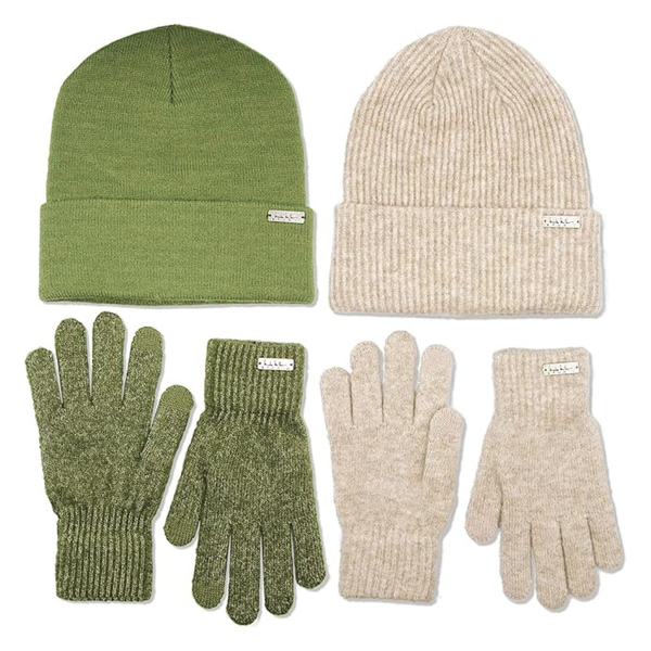 2-Pack Winter Soft & Warm Beanie Hat And Glove Set