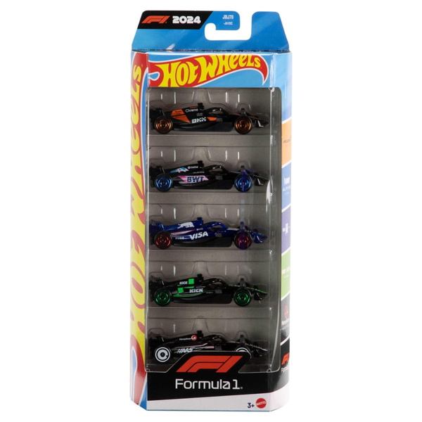 5-Pack Hot Wheels Race Team Formula 1-Themed 1:64 Scale Die-Cast Toy Cars