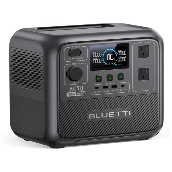 768Wh 1000W Bluetti LiFePO4 AC70 LiFePO4 Portable Power Station