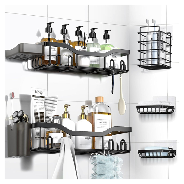 7-Pack Rustproof Stainless Steel Adhesive Shower Caddies