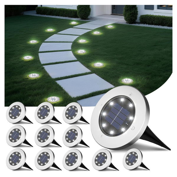12-Pack INCX 8 LED Garden Outdoor Waterproof Solar Lights