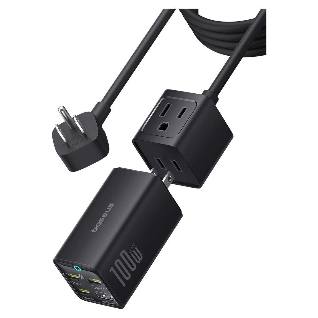 100W Baseus 5 In 1 Travel Power Strip USB-C Charger W/ 5ft Cord