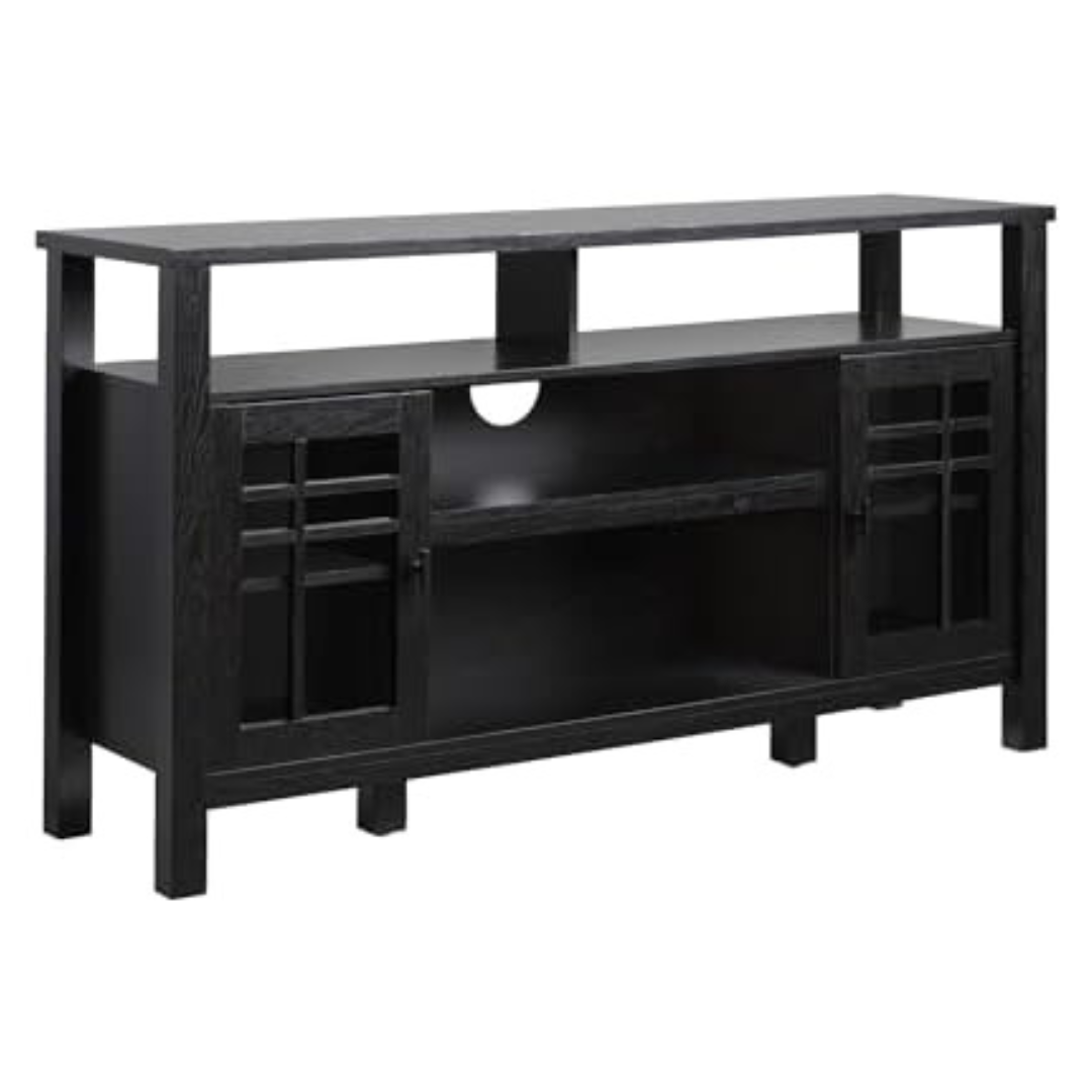 58" Walker Edison Glass Door Storage Sideboard With Adjustable Shelf