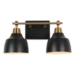 2-Light Black Gold Bathroom Vanity Wall Lamp