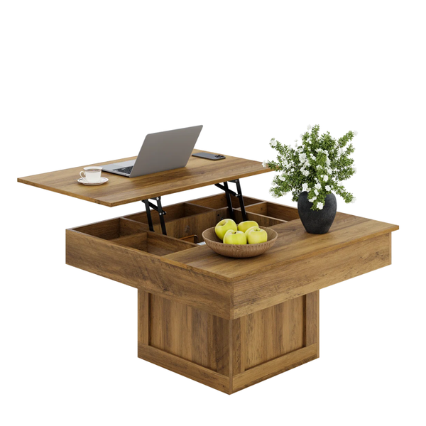 Millwood Pines LED Lift Top Coffee Table With Storage