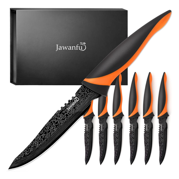 6-Set Jawanfu Razor-Sharp Non-Serrated Steak Knives