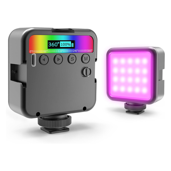 Altson Magnetic RGB LED Camera Light W/ 3 Cold Shoe Mounts