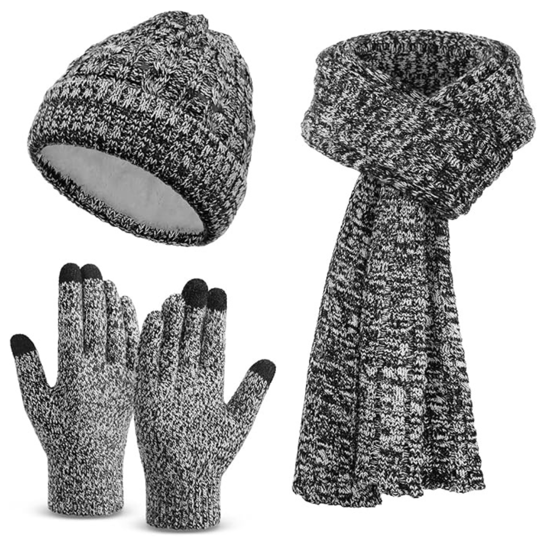 3-In-1 Winter Clothes Set W/ Beanie Hat, Touchscreen Gloves & Neck Scarf