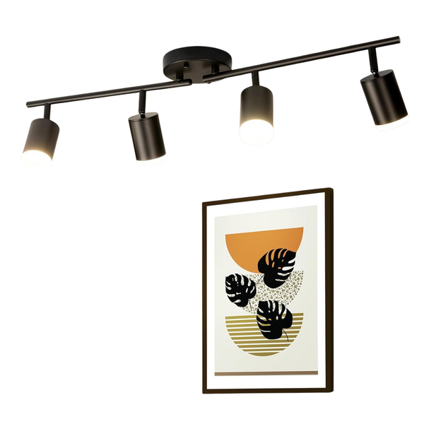 4 Ways Rotatable Heads Track Light Kit With Acrylic Cover