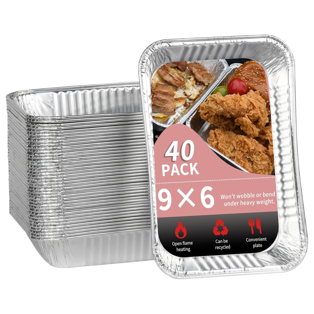 40-Pack Disposable Aluminum Foil Drip Tray